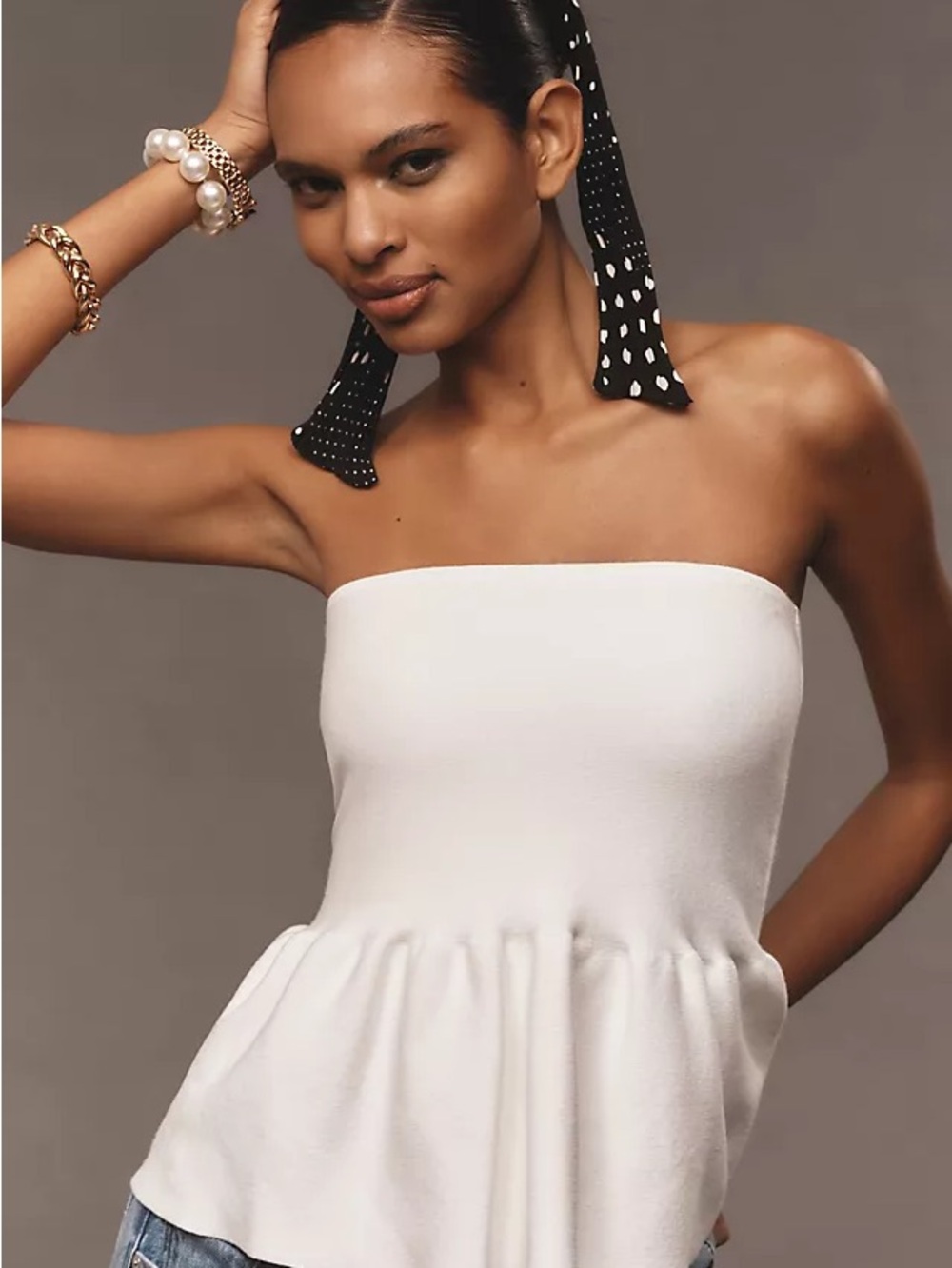 By Anthropologie Knit Peplum Tube Top